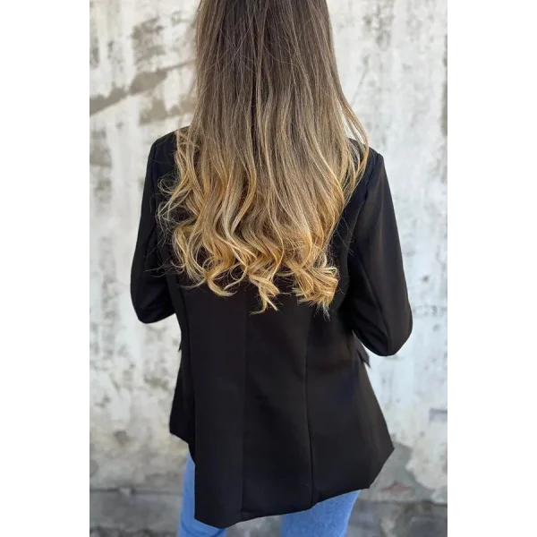 Kadın Uzun Kollu Yakalı önü Açık Leopar Desen Detaylı Astarlı Atlas Ceket