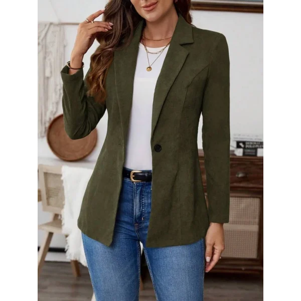 Kadın Uzun Kollu Yakalı Tek Düğmeli Süet Ceket