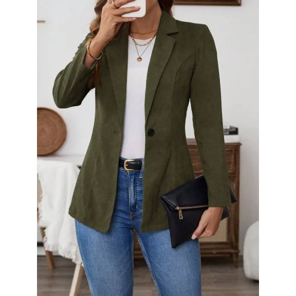 Kadın Uzun Kollu Yakalı Tek Düğmeli Süet Ceket