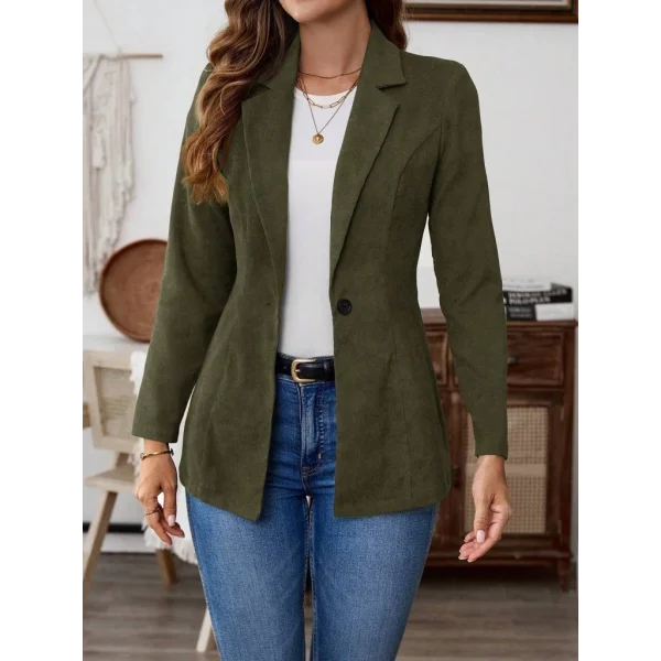Kadın Uzun Kollu Yakalı Tek Düğmeli Süet Ceket
