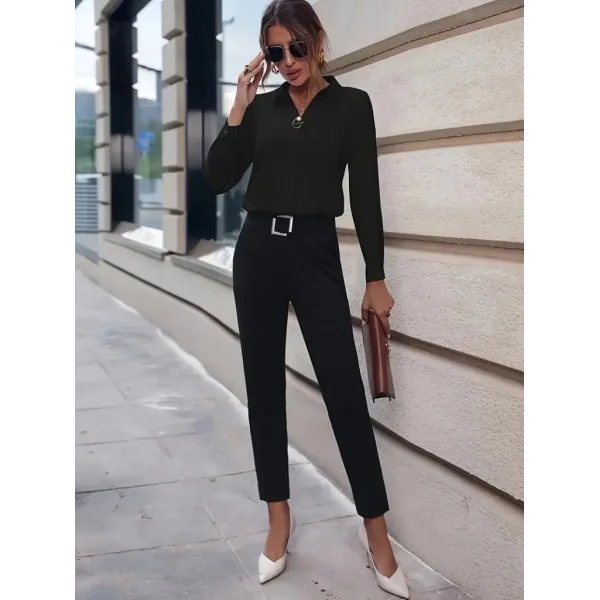 Kadın Uzun Kollu Yakalı Trikoton Gömlek