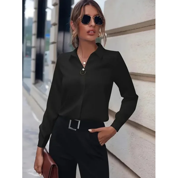 Kadın Uzun Kollu Yakalı Trikoton Gömlek