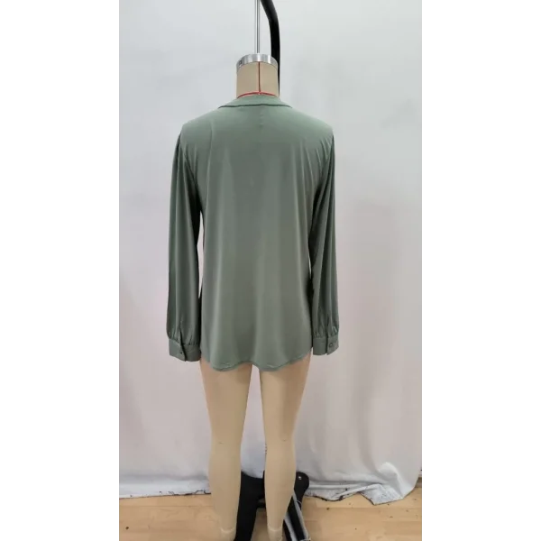 Kadın Uzun Kollu Yakalı Yakadan Bağcıklı Düğmeli Sandy Bluz