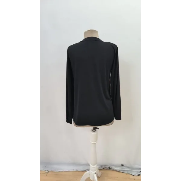 Kadın Uzun Kollu Yakalı Yakadan Bağcıklı Düğmeli Sandy Bluz