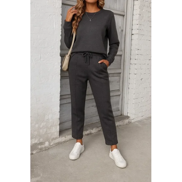 Kadın Uzun Kollu Yanları Nervurlu Viskon Iki Iplik Ve Pantolon Ikili Takım