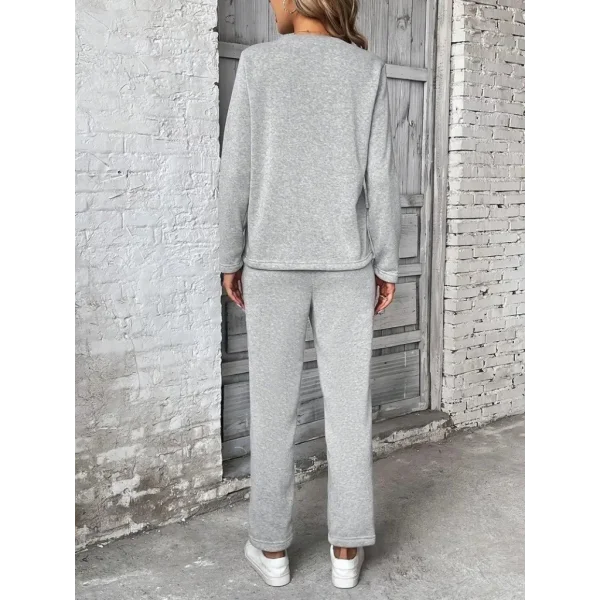 Kadın Uzun Kollu Yanları Nervurlu Viskon Iki Iplik Ve Pantolon Ikili Takım