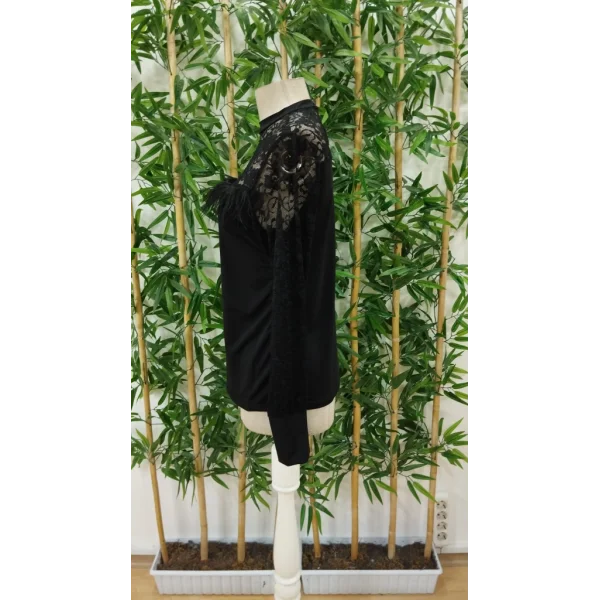 Kadın Uzun Kollu Yarı Balıkçı Yaka Dantelli Sandy Bluz