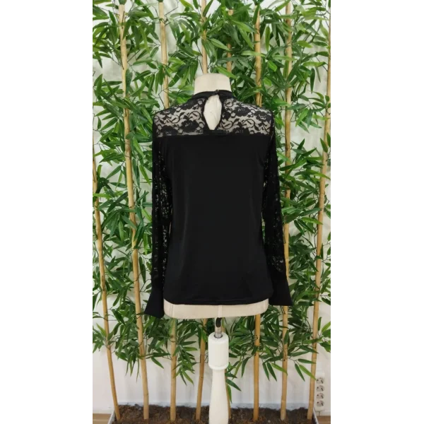 Kadın Uzun Kollu Yarı Balıkçı Yaka Dantelli Sandy Bluz