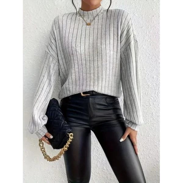 Kadın Uzun Kollu Yarı Balıkçı Yaka Salaş şardonlu Kaşkorse Bluz