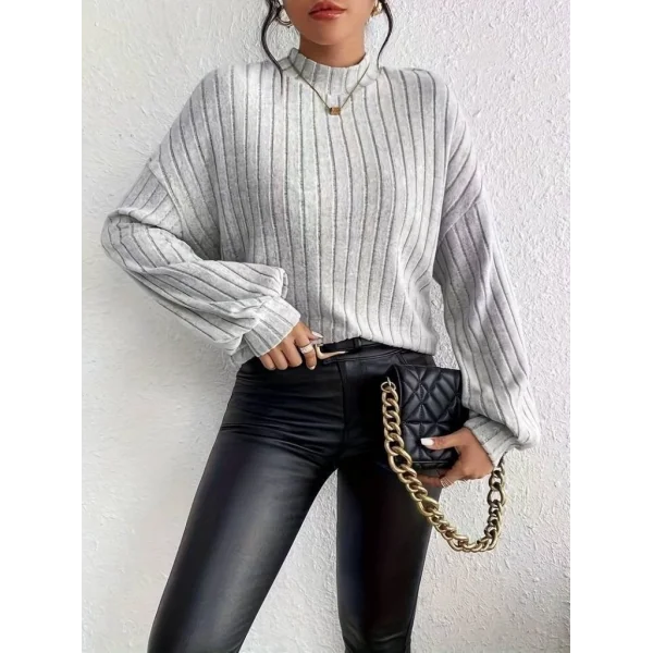 Kadın Uzun Kollu Yarı Balıkçı Yaka Salaş şardonlu Kaşkorse Bluz