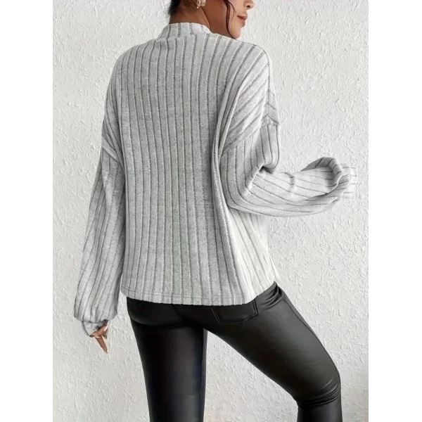 Kadın Uzun Kollu Yarı Balıkçı Yaka Salaş şardonlu Kaşkorse Bluz