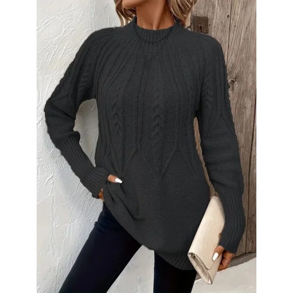 Kadın Uzun Kollu Yarı Balıkçı Yaka Triko Bluz