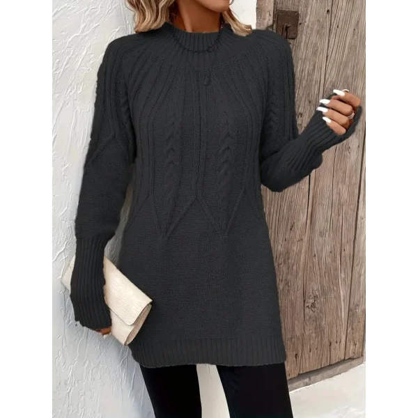 Kadın Uzun Kollu Yarı Balıkçı Yaka Triko Bluz