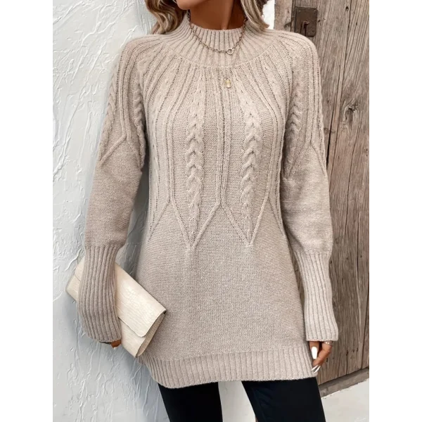 Kadın Uzun Kollu Yarı Balıkçı Yaka Triko Bluz