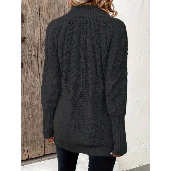 Kadın Uzun Kollu Yarı Balıkçı Yaka Triko Bluz