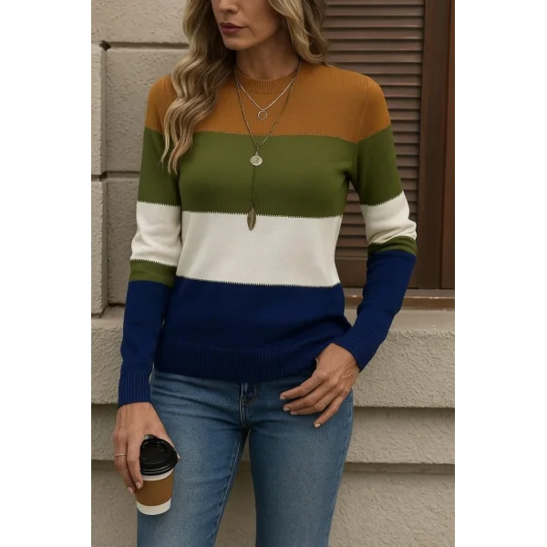 Kadın Uzun Kollu Yarı Balıkçı Yaka Triko Kazak