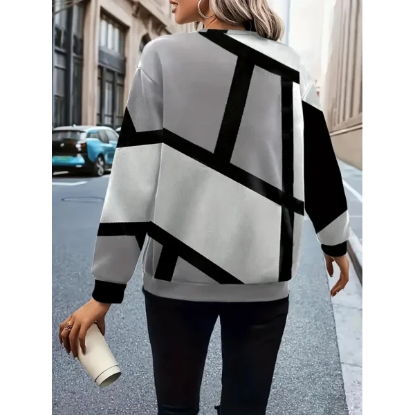 Kadın Uzun Kollu Yuvarlak Yaka Fermuarlı Desenli şardonlu Bluz