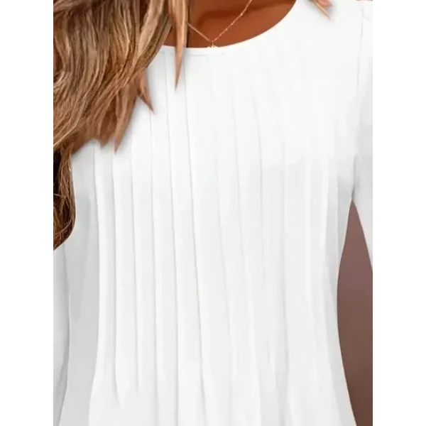 Kadın Uzun Kollu Yuvarlak Yaka Nervürlü Bluz