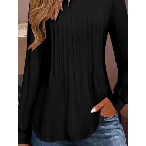 Kadın Uzun Kollu Yuvarlak Yaka Nervürlü Bluz