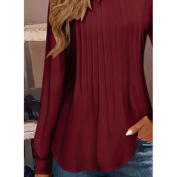 Kadın Uzun Kollu Yuvarlak Yaka Nervürlü Bluz