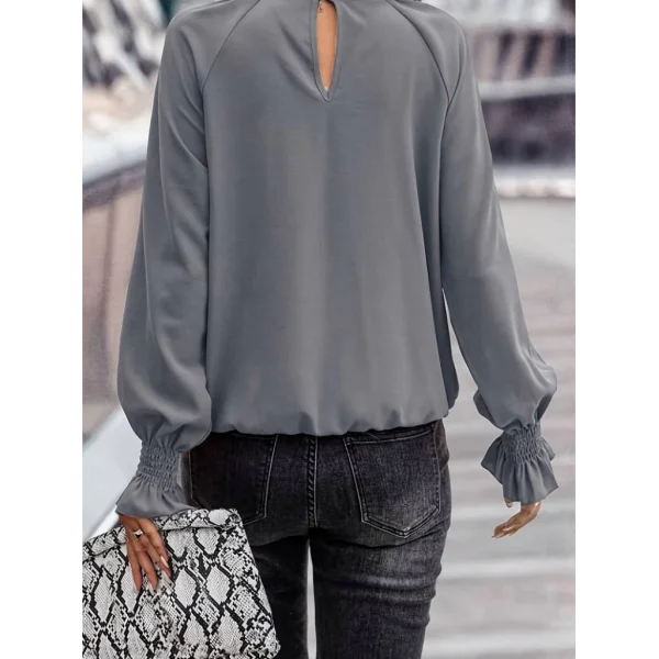 Kadın Uzun Kollu Yuvarlak Yaka önden Büzgülü Sandy Bluz