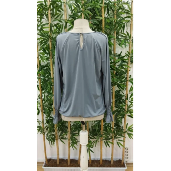 Kadın Uzun Kollu Yuvarlak Yaka önden Büzgülü Sandy Bluz