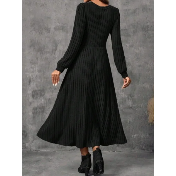 Kadın Uzun Kollu Yuvarlak Yakalı Kiloş Uzun şardonlu Kaşkorse Elbise