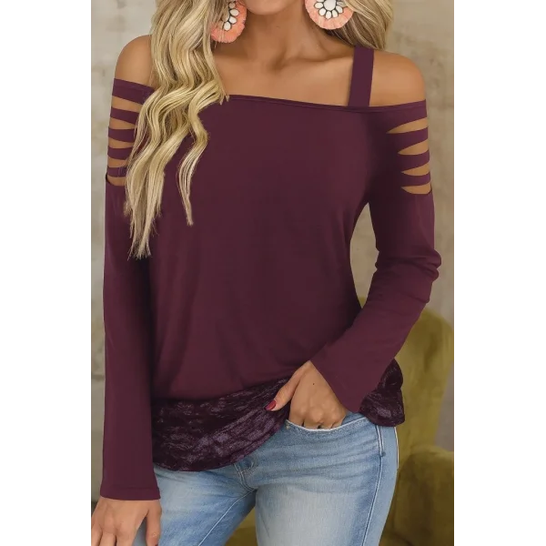 Kadın Uzun Lazer Kesik Detaylı Askılı Viskon Iki Iplik Bluz