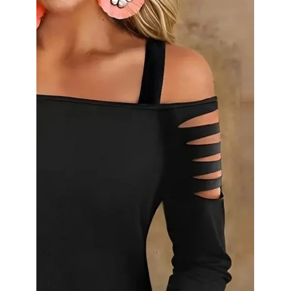 Kadın Uzun Lazer Kesik Detaylı Askılı Viskon Iki Iplik Bluz