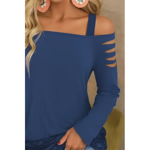 Kadın Uzun Lazer Kesik Detaylı Askılı Viskon Iki Iplik Bluz