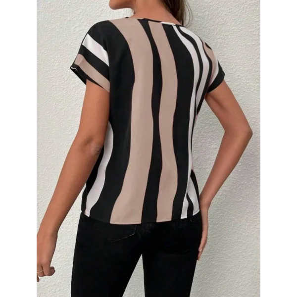 Kadın V Yaka Kısa Kol Mikro Bluz