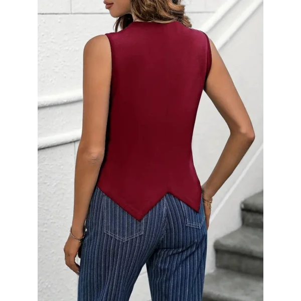 Kadın V Yaka önden Düğmeli Ithal Krep Yelek