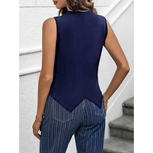 Kadın V Yaka önden Düğmeli Ithal Krep Yelek