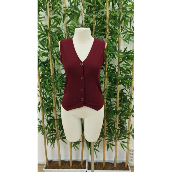 Kadın V Yaka önden Düğmeli Ithal Krep Yelek