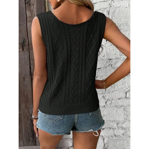 Kadın V Yaka örme Detay Triko Kolsuz Bluz