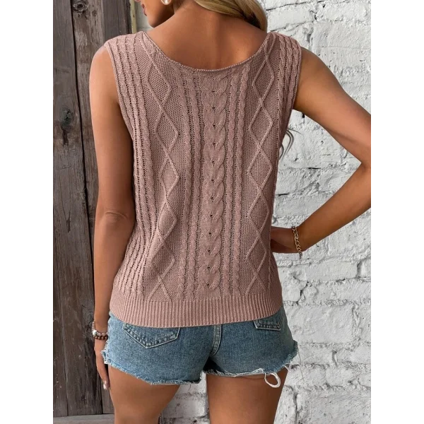 Kadın V Yaka örme Detay Triko Kolsuz Bluz