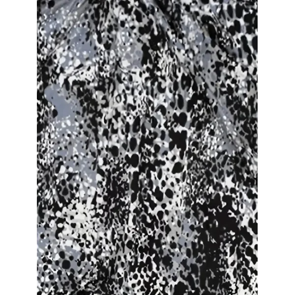 Kadın V Yaka Renkli Leopar Desen Büzgü Detay Süprem Bluz