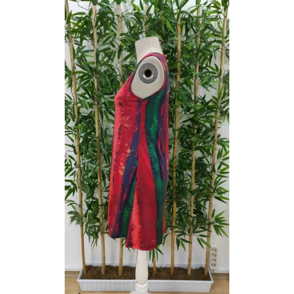 Kadın V Yaka Sıfır Kol Desenli Süprem Elbise