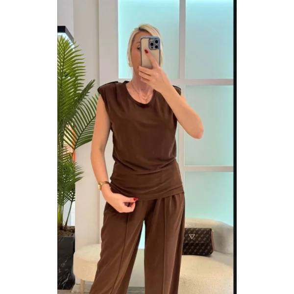 Kadın Vatkalı Düşük Kol Rahat Kesim İkili Takım