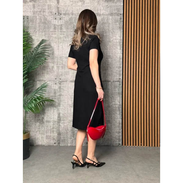 Kadın Yaka Ribanalı Çift Yırtmaçlı Elbise