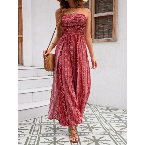 Kadın Yakası Gipe Detaylı önden Yırtmaç Detaylı Desenli Süprem Pantolon Etek