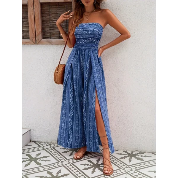 Kadın Yakası Gipe Detaylı önden Yırtmaç Detaylı Desenli Süprem Pantolon Etek