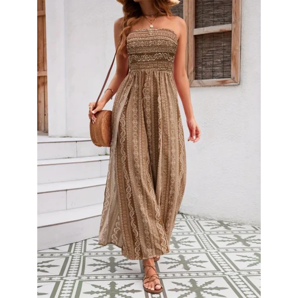 Kadın Yakası Gipe Detaylı önden Yırtmaç Detaylı Desenli Süprem Pantolon Etek