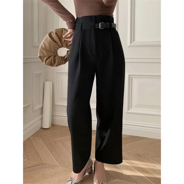 Kadın Yan Deri Kemerli şık Havuç Pantolun