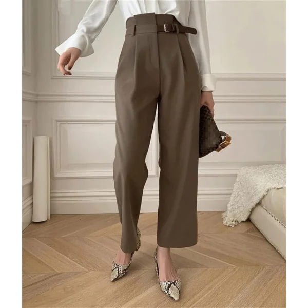 Kadın Yan Deri Kemerli şık Havuç Pantolun