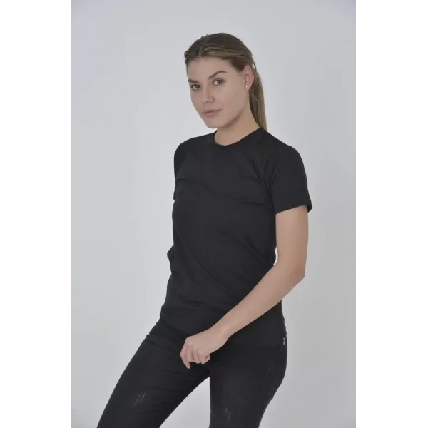 Kadın Yandan Fermuarli Slim fit T-shirt - Siyah