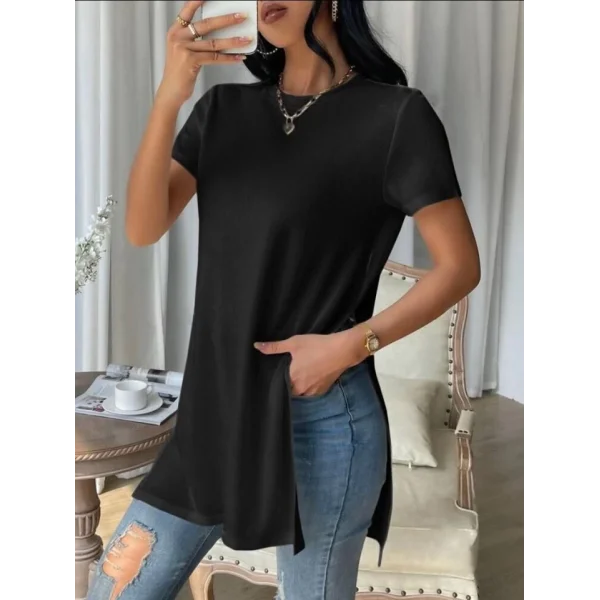 Kadın Yandan Yırtmaçlı Sandy Kumaş Bluz