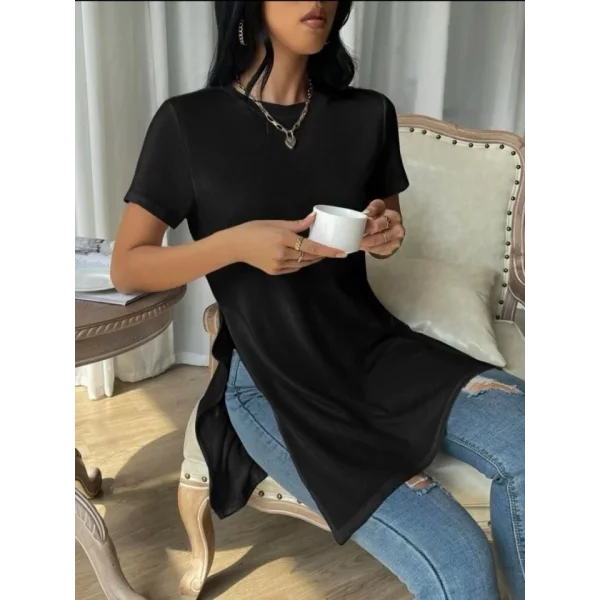 Kadın Yandan Yırtmaçlı Sandy Kumaş Bluz