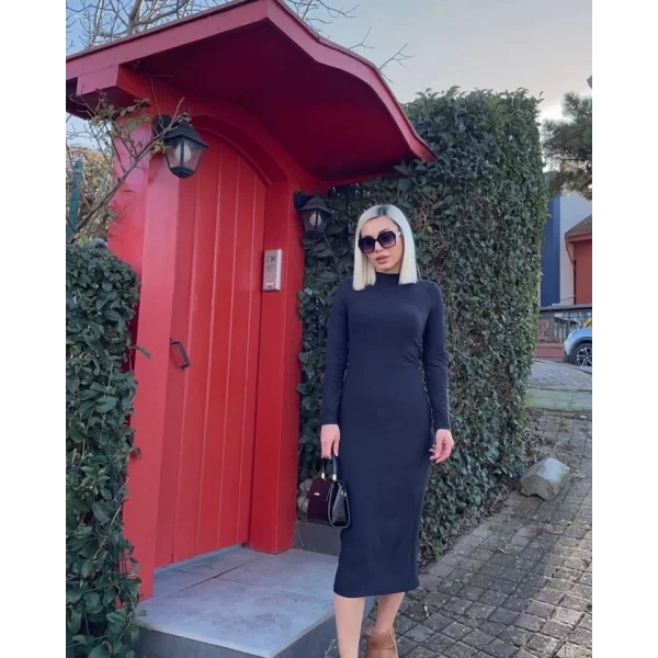 Kadın Yarım Balıkçı Yaka üet Kumaş Fırsat ürün idi Boy Elbise