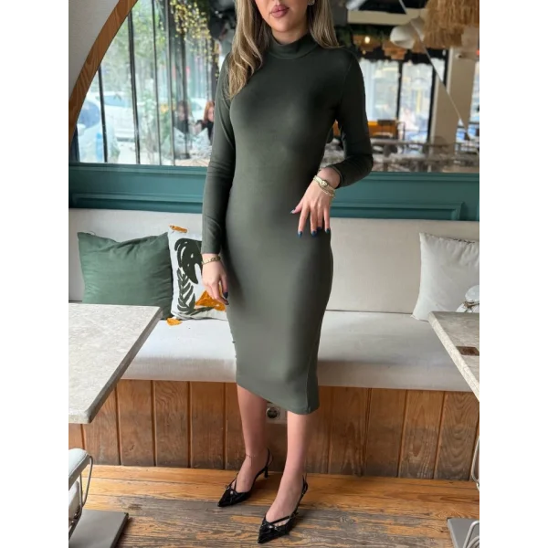 Kadın Yarım Balıkçı Yaka üet Kumaş Fırsat ürün idi Boy Elbise